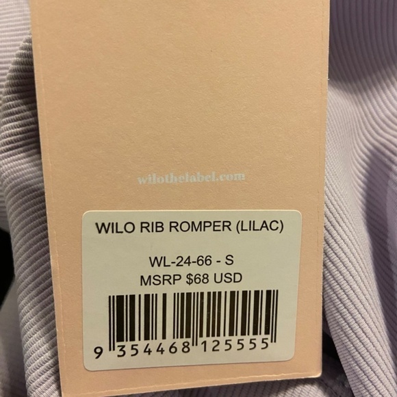 Wilo the Label Women's Ribbed Active Romper Lilac Athleisure Travel Workout NWT - Picture 6 of 6